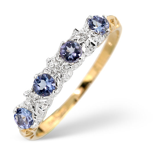 Tanzanite 0.40CT And Diamond 9K Gold Ring
